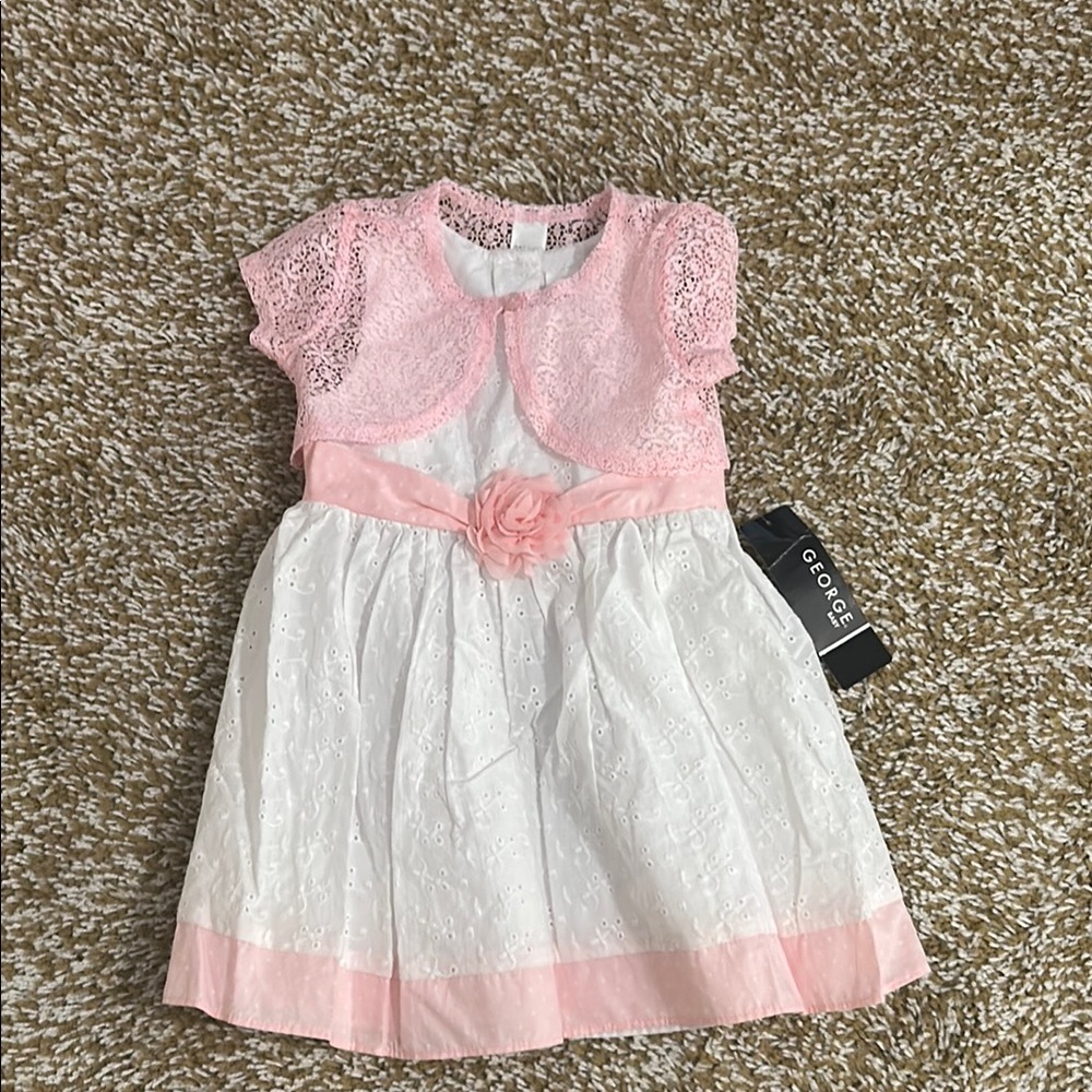 George Elegant Pink and White Kids Dress